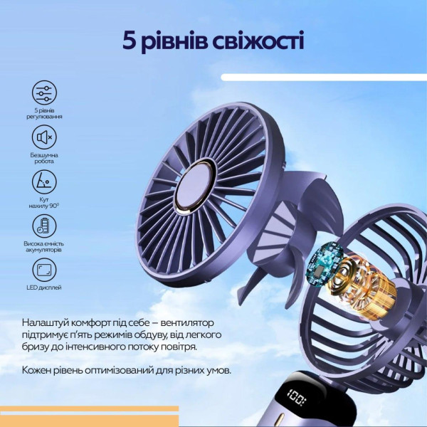 Фото - Вентилятор портативний XOKO F03 White (XK-F03-WH)