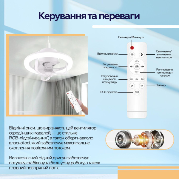 Фото - Лампа-вентилятор XOKO LED RGB Fan Light 100 Aroma (XK-FL-100RGB)