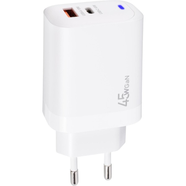 Фото - Сетевое зарядное устройство XOKO QC-450 GaN 45 Вт USB-C +USB-A White (XK-QC-450)