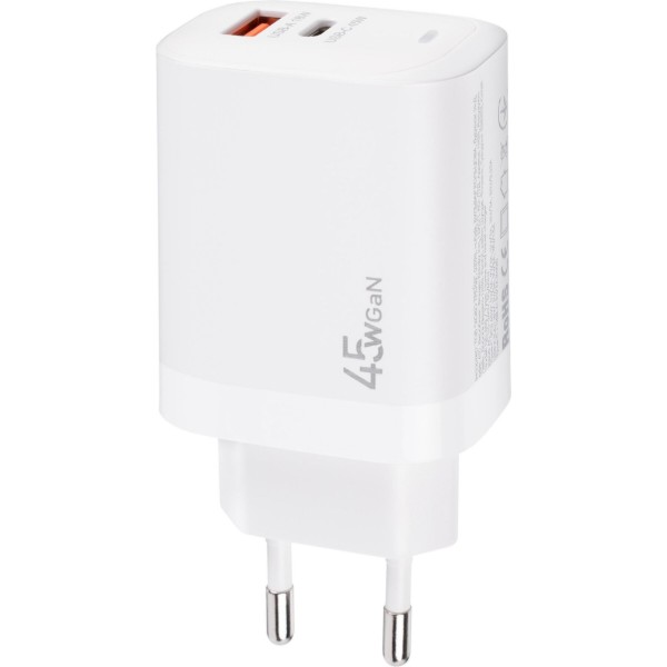Фото - Сетевое зарядное устройство XOKO QC-450 GaN 45 Вт USB-C +USB-A White (XK-QC-450)