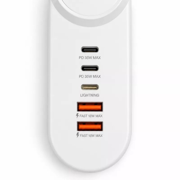 Фото - Мережевий фільтр XOKO QC-505 2 USB QC 18W 2 Type-C PD 35W Lightning 2.4A 1 м White (XK-QC-505)