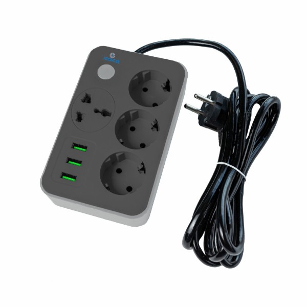 Фото - Сетевой фильтр XOKO 2 м 3 EU розетки 1 международная розетка 3 USB Gray (XK-SP-3-3-1-SL)