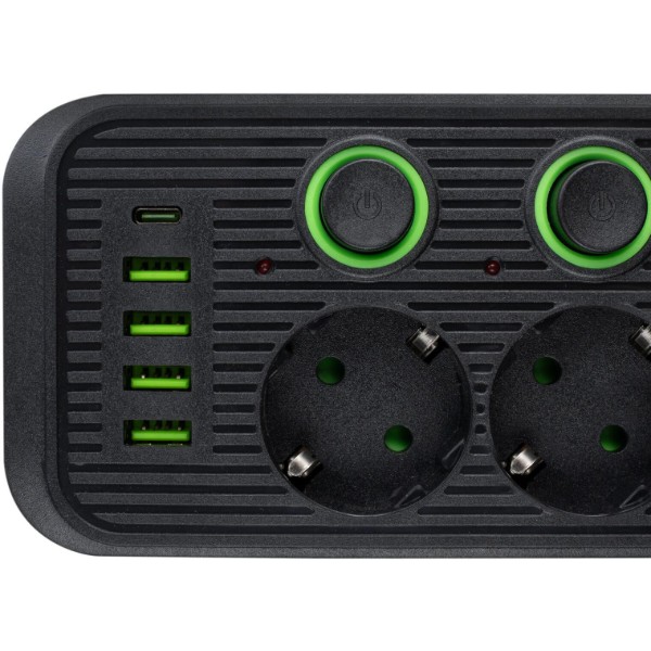 Фото - Мережевий фільтр XOKO SP-5-2-1, 2м, 5 роз., 2 USB-A, 1 USB-C Black (XK-SP-5-2-1-BK)