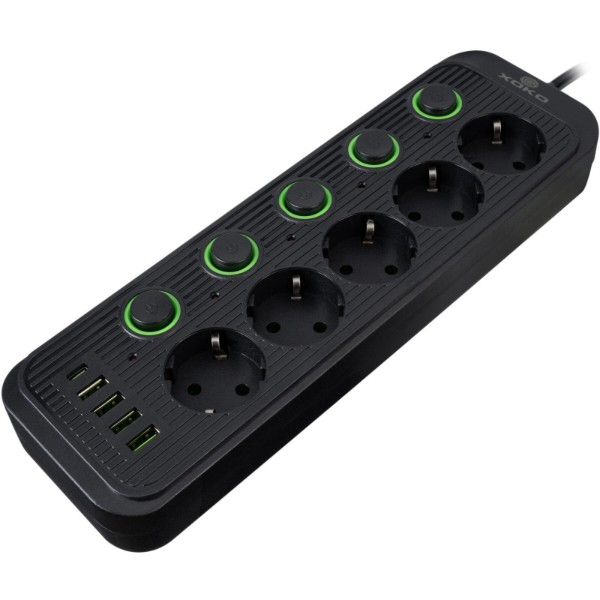 Фото - Мережевий фільтр XOKO SP-5-2-1, 2м, 5 роз., 2 USB-A, 1 USB-C Black (XK-SP-5-2-1-BK)