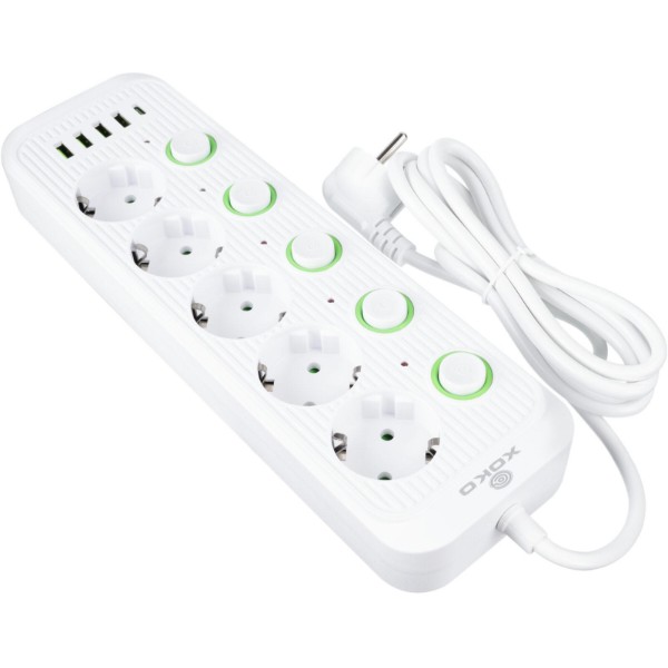 Фото - Мережевий фільтр XOKO SP-5-2-1, 2м, 5 роз., 2 USB-A, 1 USB-C White (XK-SP-5-2-1-WH)