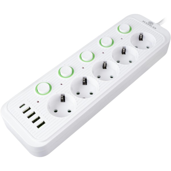 Фото - Мережевий фільтр XOKO SP-5-2-1, 2м, 5 роз., 2 USB-A, 1 USB-C White (XK-SP-5-2-1-WH)