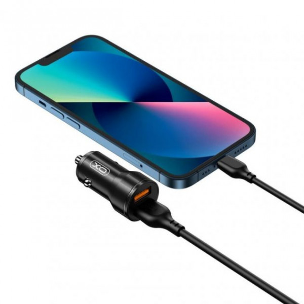 Фото - Автомобільний зарядний пристрій XO +кабель MicroUSB Smart Metal 2USB Black (XO-CC48m-BK)