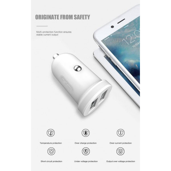 Фото - Автомобильное зарядное устройство XO CC18 2.1A/2 USB White (XO-CC18-WH)