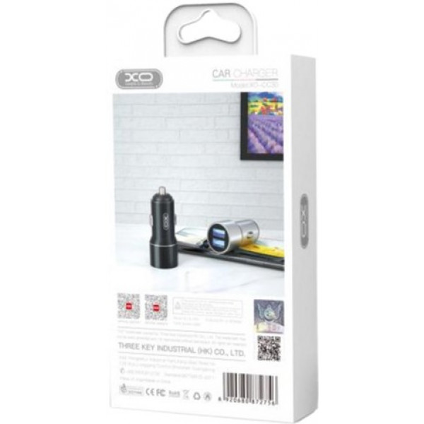 Фото - Автомобільний зарядний пристрій XO Metal Car Charger Black (XO-CC30-BK)