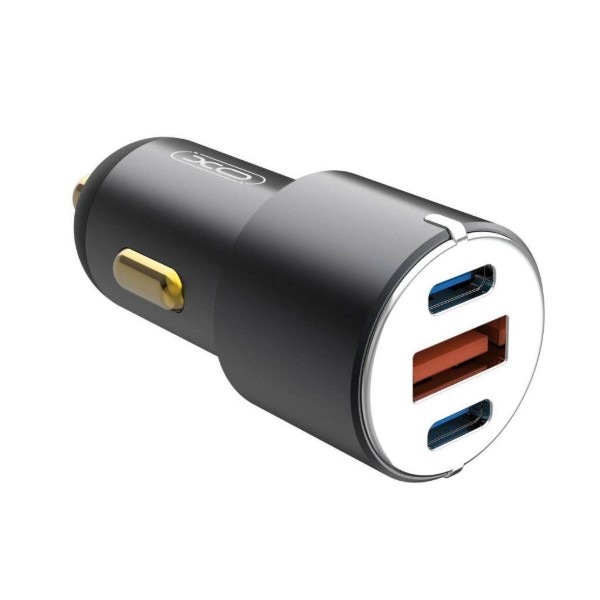 Фото - Автомобільний зарядний пристрій XO CC45 1 USB QC 3.0 + 2 Type-C PD (60W) Black (XO-CC45-BK)