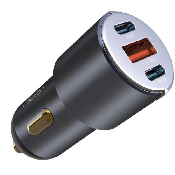 Фото - Автомобільний зарядний пристрій XO CC45 1 USB QC 3.0 + 2 Type-C PD (60W) Black (XO-CC45-BK)