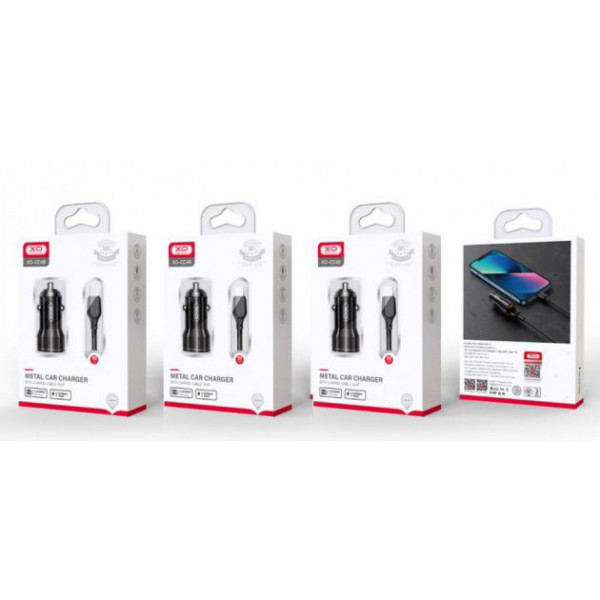 Фото - Автомобільний зарядний пристрій XO +кабель MicroUSB Smart Metal 2USB Black (XO-CC48m-BK)
