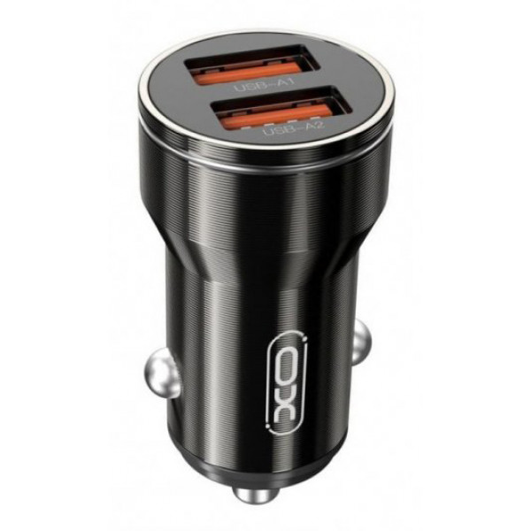 Фото - Автомобільний зарядний пристрій XO +кабель MicroUSB Smart Metal 2USB Black (XO-CC48m-BK)