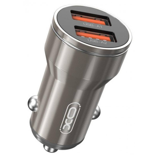 Фото - Автомобильное зарядное устройство XO CC48 2.4A/2 USB + microUSB Grey (XO-CC48m-GR)