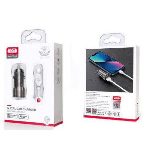 Фото - Автомобильное зарядное устройство XO CC48 2.4A/2 USB + microUSB Grey (XO-CC48m-GR)