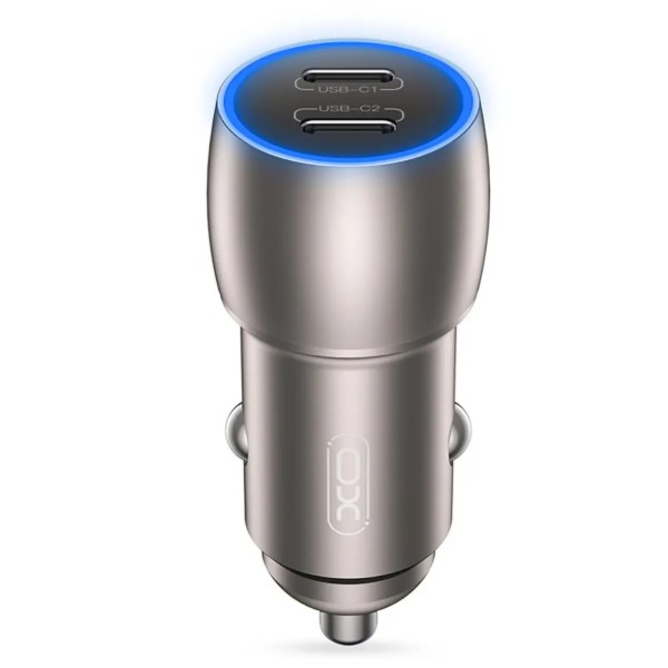 Фото - Автомобільний зарядний пристрій XO CC51 Metal Intelligent Dual PD40W with Lightning cable (XO-CC51+L)