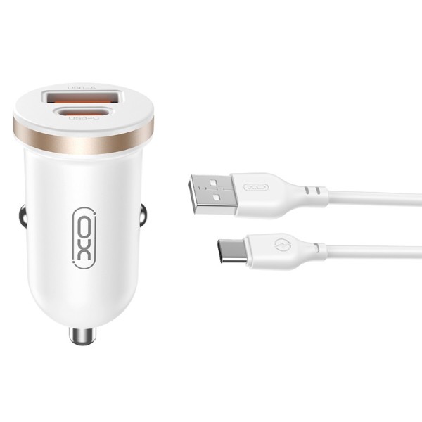 Фото - Автомобільний зарядний пристрій XO CC56 Plastic mini A+C single port 30W+ Type-c cable, white (XO-CC56+C-white) Фото - Автомобільний зарядний пристрій XO CC56 Plastic mini A+C single port 30W+ Type-c cable, white (XO-CC56+C-white)