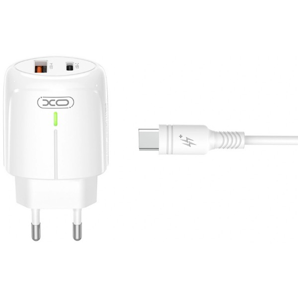 Фото - Сетевое зарядное устройство XO L114 PD20W/QC18W Charger with LED with lightning cable white (XO-L114+L) Фото - Сетевое зарядное устройство XO L114 PD20W/QC18W Charger with LED with lightning cable white (XO-L114+L)