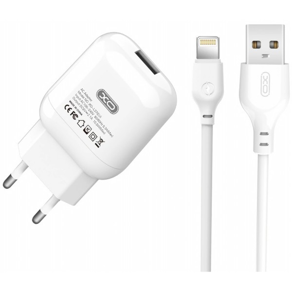 Фото - Сетевое зарядное устройство XO L37 charger with lightning cable white (XO-L37+L) Фото - Сетевое зарядное устройство XO L37 charger with lightning cable white (XO-L37+L)