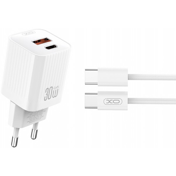 Фото - Сетевое зарядное устройство XO L149 PD30W 1USB-A+1USB-C Charger with TYPE-C cable white (XO-L149+C)