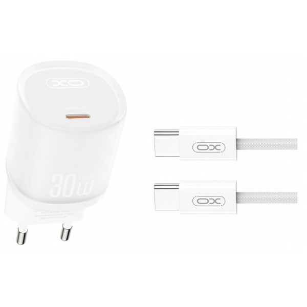 Фото - Мережевий зарядний пристрій XO L150 30W Single USB-C Fast Charger with TYPE-C cable white (XO-L150+C)