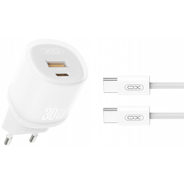 Фото - Сетевое зарядное устройство XO L151 30W 1USB-A+1USB-C with TYPE-C cable white (XO-L151+C-White)
