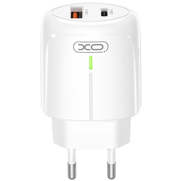 Фото - Мережевий зарядний пристрій XO L114 PD20W/QC18W Charger with LED white (XO-L114)