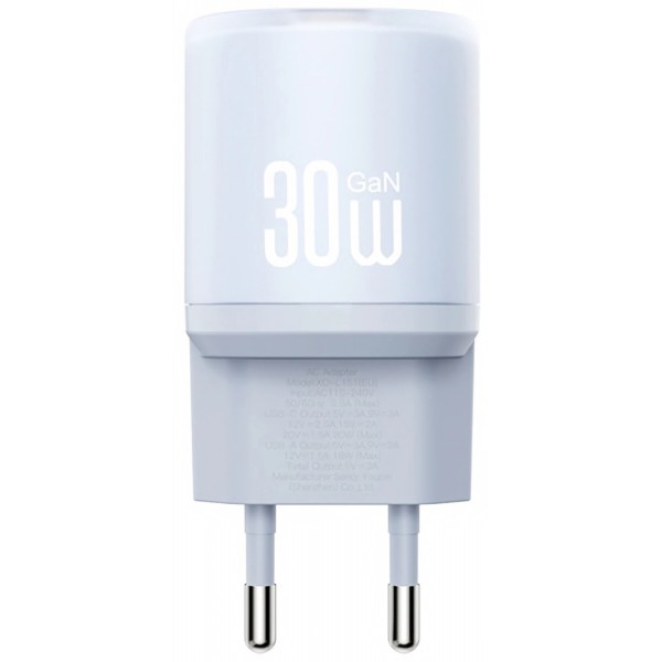 Фото - Мережевий зарядний пристрій XO L150 30W Single USB-C Fast Charger blue (XO-L150-Blue)