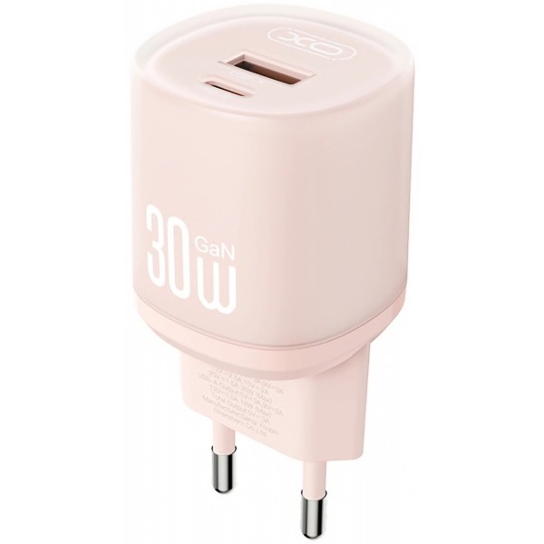 Фото - Мережевий зарядний пристрій XO L151 30W 1USB-A+1USB-C pink (XO-L151-Pink)