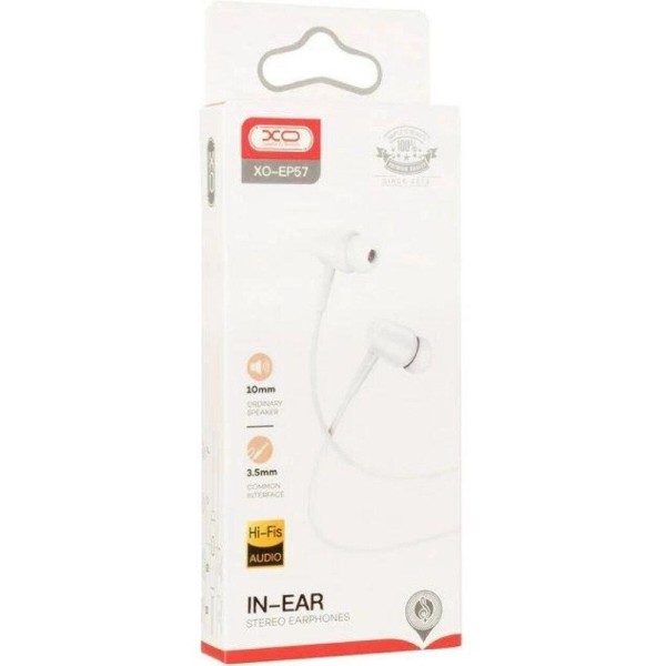 Фото - Наушники вкладыши проводные XO EP57 Crown In-Ear Headphones 3.5mm, white (XO-EP57-White)