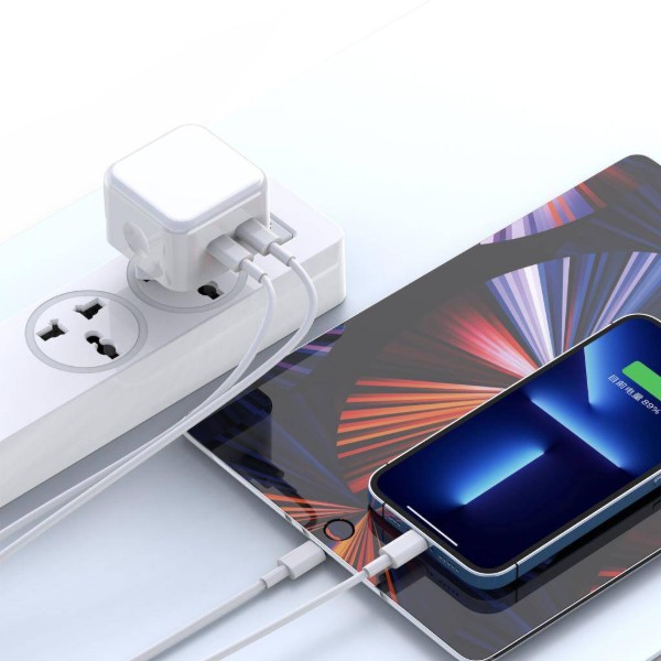 Фото - Мережевий зарядний пристрій XO QC 3.0 XO L102 35W/2 USB-C + кабель Lightning NB113 White (XO-L102i-WH)