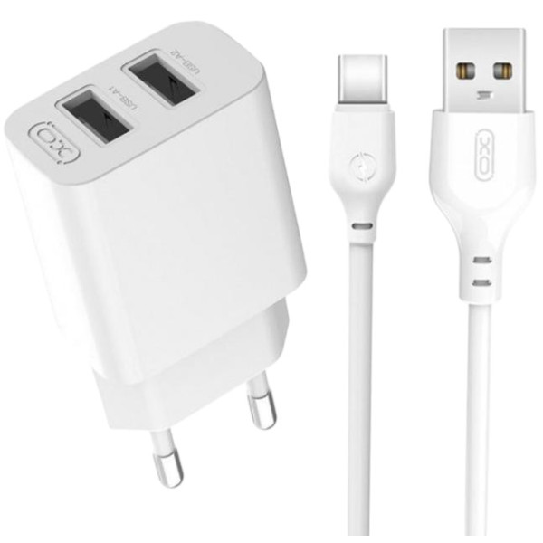 Фото - Мережевий зарядний пристрій XO L109 12W 2USB/2.4A + USB-Type-C (XO-L109-T)