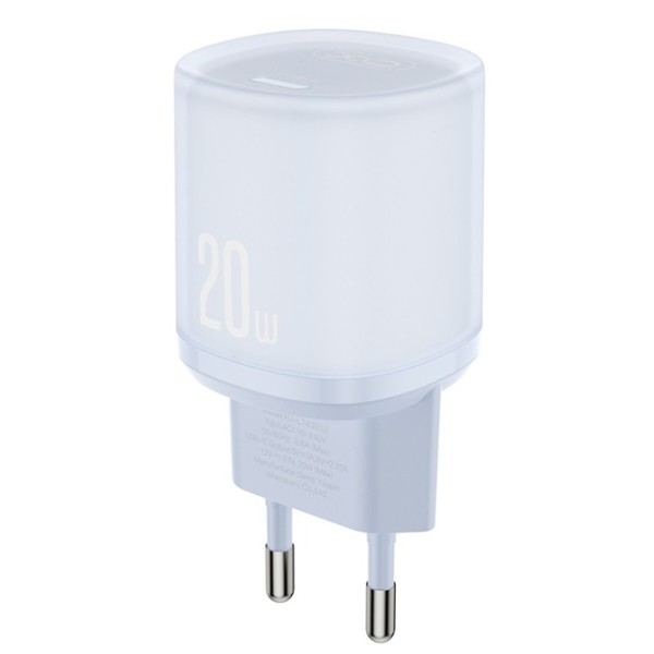 Фото - Мережевий зарядний пристрій XO L143 PD20W Single USB-C Charger, blue (XO-L143-Blue)