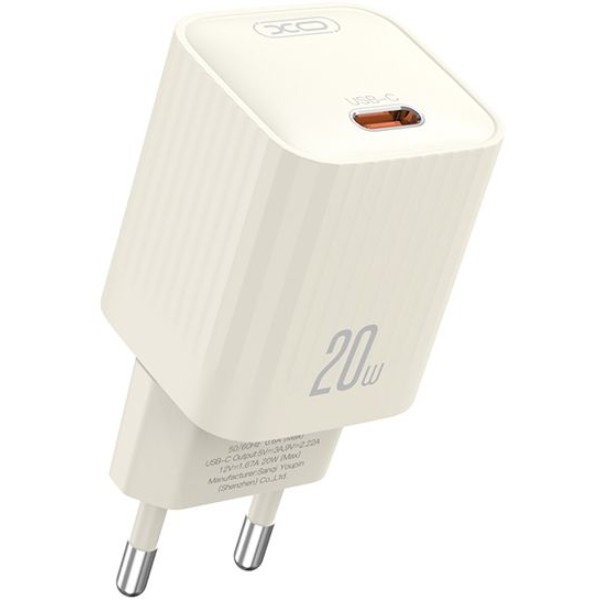 Фото - Мережевий зарядний пристрій XO L146 PD20W Single USB-C Charger, beige (XO-L146-Beige)