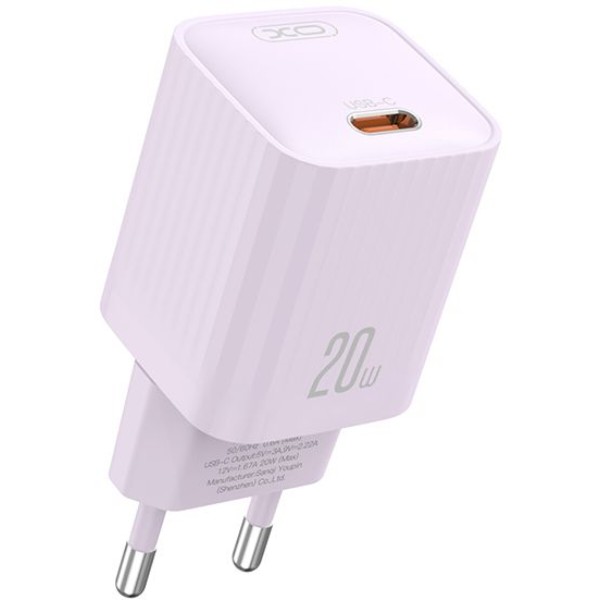 Фото - Мережевий зарядний пристрій XO L146 PD20W Single USB-C Charger, purple (XO-L146-Purple)