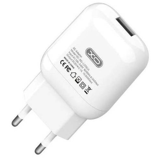 Фото - Мережевий зарядний пристрій XO L37 2.1A/1USB White (XO-L37-WH)