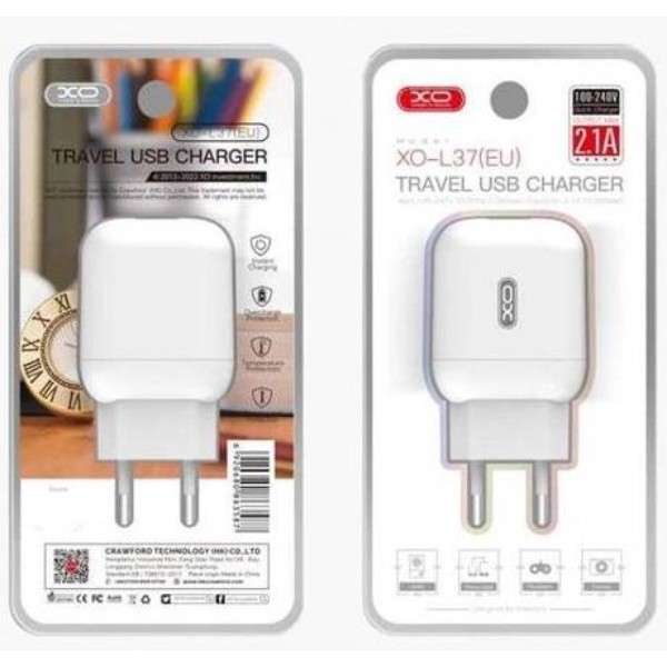 Фото - Мережевий зарядний пристрій XO L37 2.1A/1USB White (XO-L37-WH)