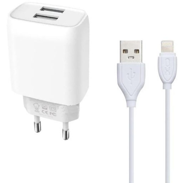 Фото - Сетевое зарядное устройство XO L57 2.4A/2USB + lightning (XO-L57-LGHT)