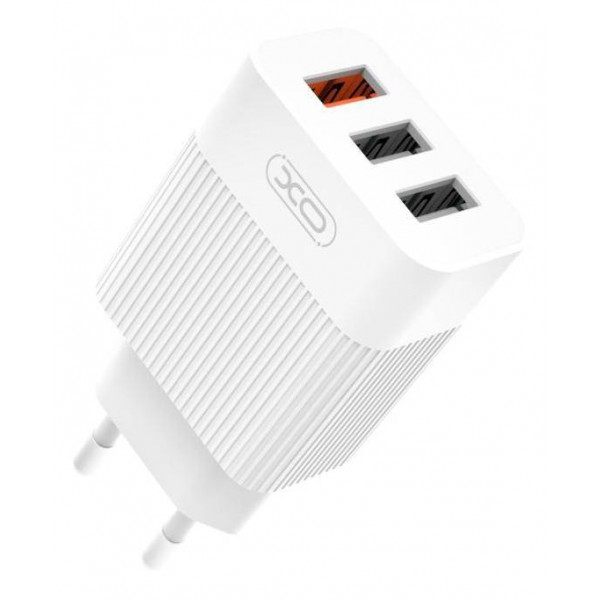 Фото - Мережевий зарядний пристрій XO QC 3.0 XO L72 30W (18W/1USB + 2.4A/2 USB) + кабель Lightning White (XO-L72i-WH)