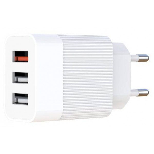 Фото - Мережевий зарядний пристрій XO QC 3.0 XO L72 30W (18W/1USB + 2.4A/2 USB) + кабель Lightning White (XO-L72i-WH)