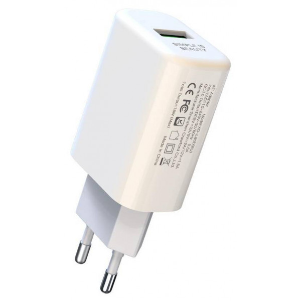 Фото - Сетевое зарядное устройство XO QC 3.0 XO L85 18W/1USB + microUSB White (XO-L85m-WH)