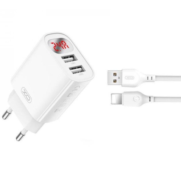 Фото - Сетевое зарядное устройство XO L95 2USB/2.4A + USB-Lightning (XO-L95-L)