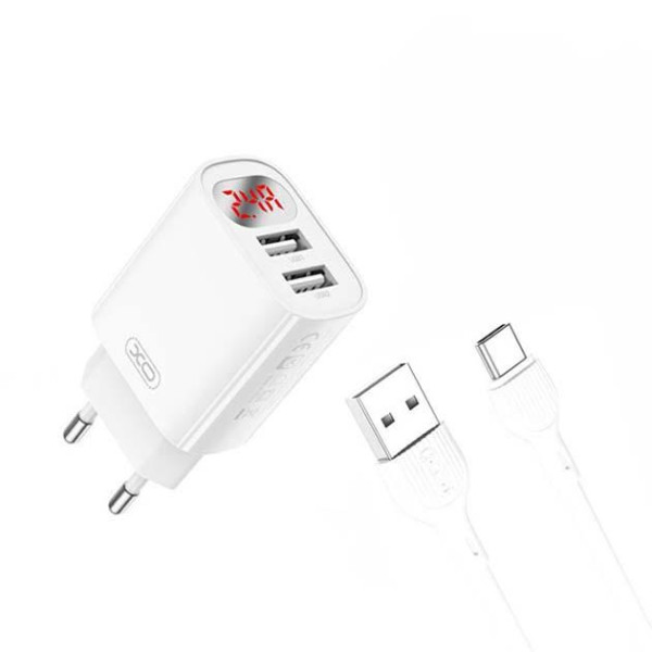Фото - Мережевий зарядний пристрій XO L95 2USB/2.4A + USB-Type-C (XO-L95-T)