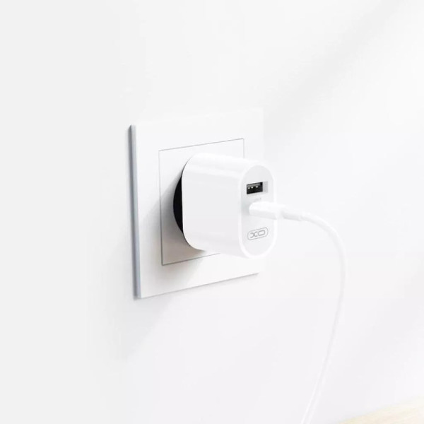 Фото - Мережевий зарядний пристрій XO L97 (1Type-C/1USB/2.4A) + Type-C - Lightning White (XO-L97-LG)