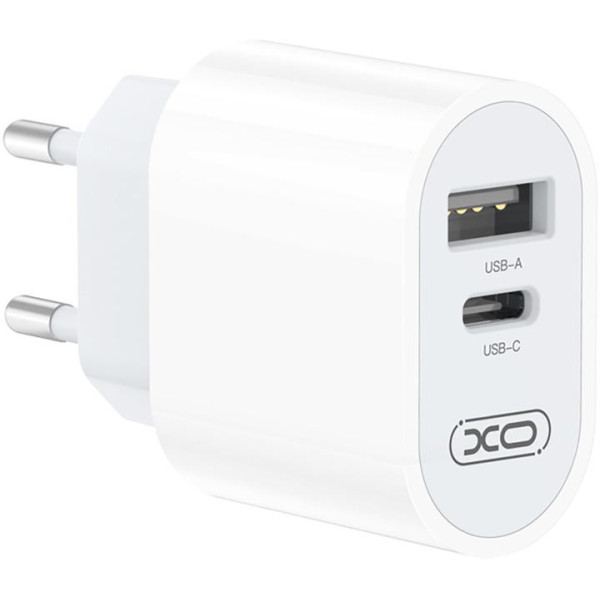 Фото - Сетевое зарядное устройство XO L97 (1Type-C/1USB/2.4A) + USB - MicroUSB White (XO-L97-MC)