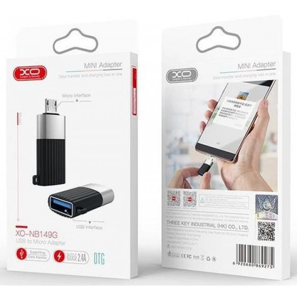 Фото - Переходник XO USB 2.0 to microUSB Black (XO-NB149G-BK)