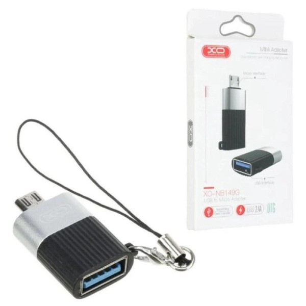 Фото - Перехідник XO USB 2.0 to microUSB Black (XO-NB149G-BK)
