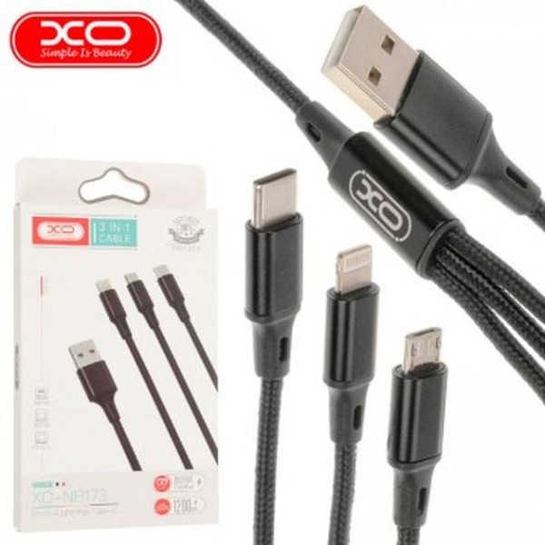Фото - Кабель XO NB173 3in1 USB -Lightning+MicroUSB+Type-C (XO-NB173-3in1)