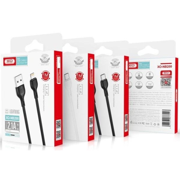 Фото - Кабель XO NB200 cable USB-A to micro 1m, white (XO-NB200M-White)