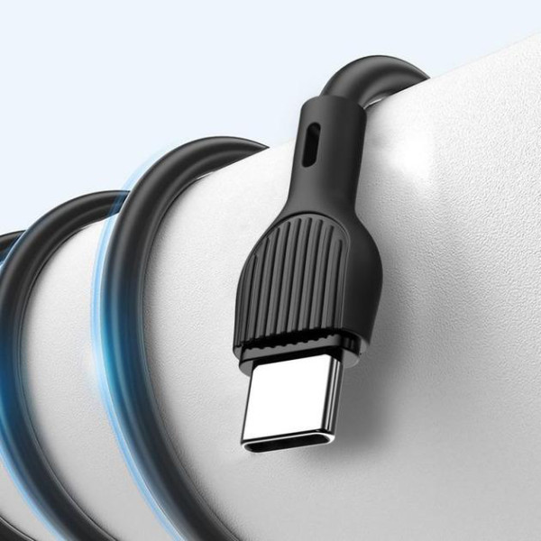 Фото - Кабель синхронізації даних XO NB200 Type-C 2.1A 1m Black (XO-NB200-TC-1-BK)